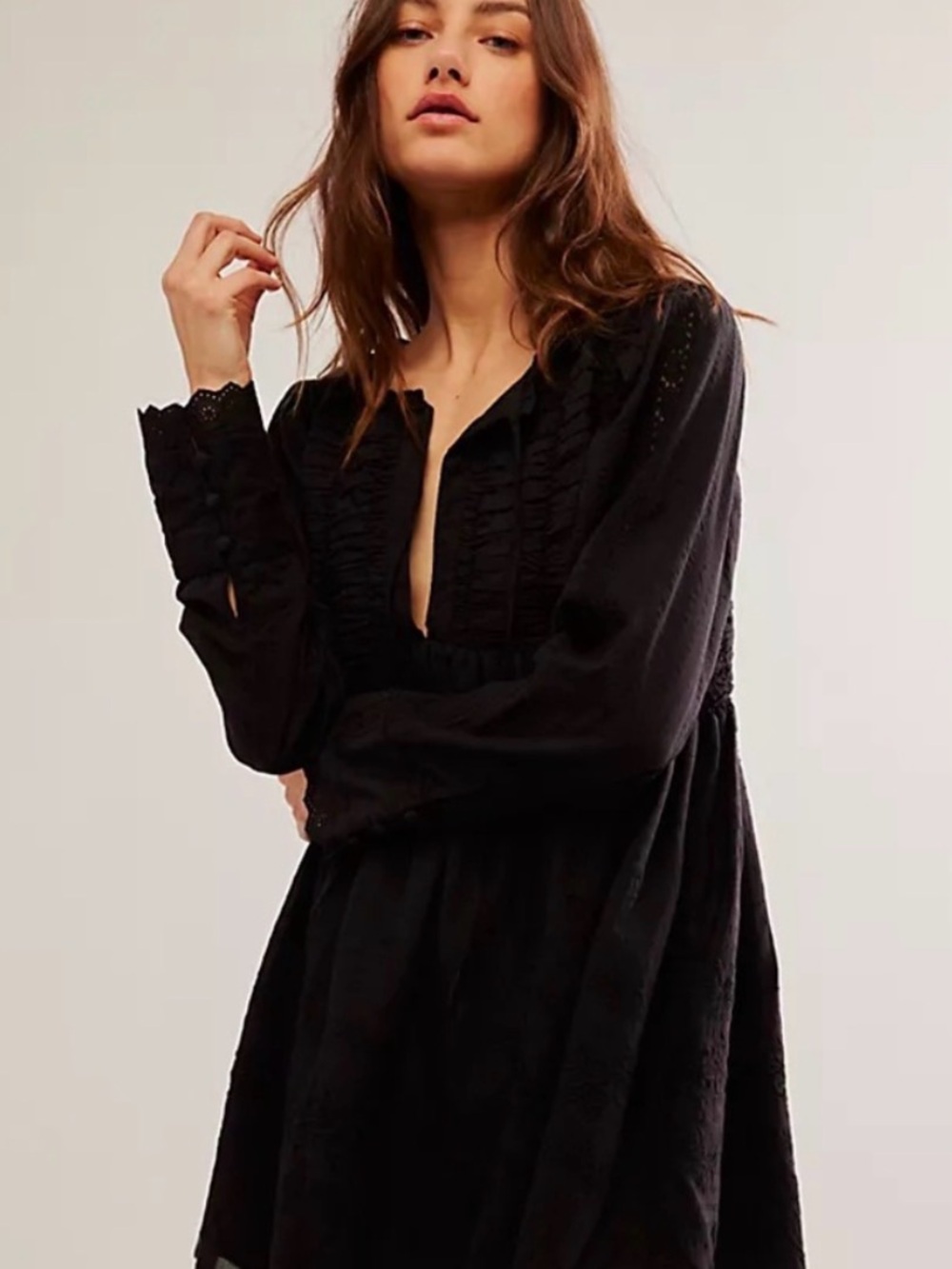 Free people Black Long Sleeve Tunic Dress size Small